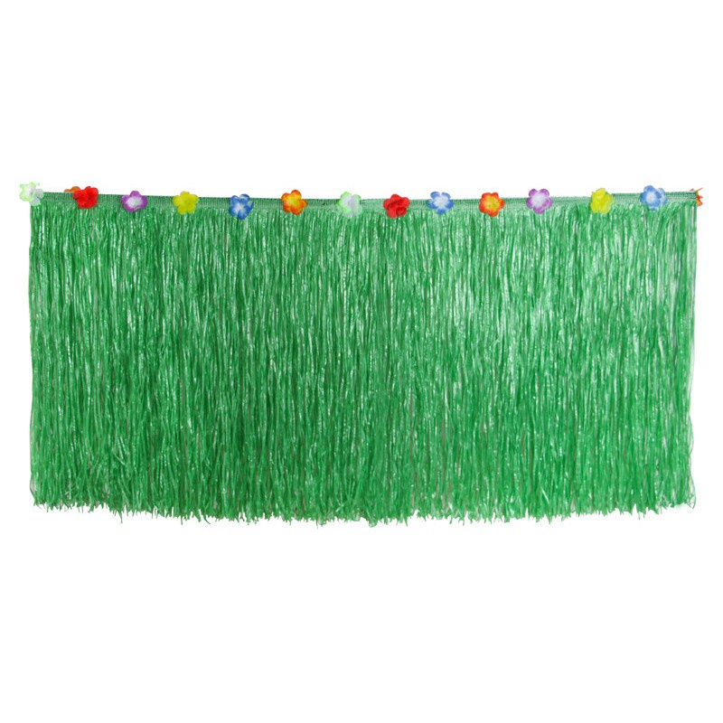 Hawaiian Straw Table Skirt Raffia Fringe Party Decoration 276CMx75CM