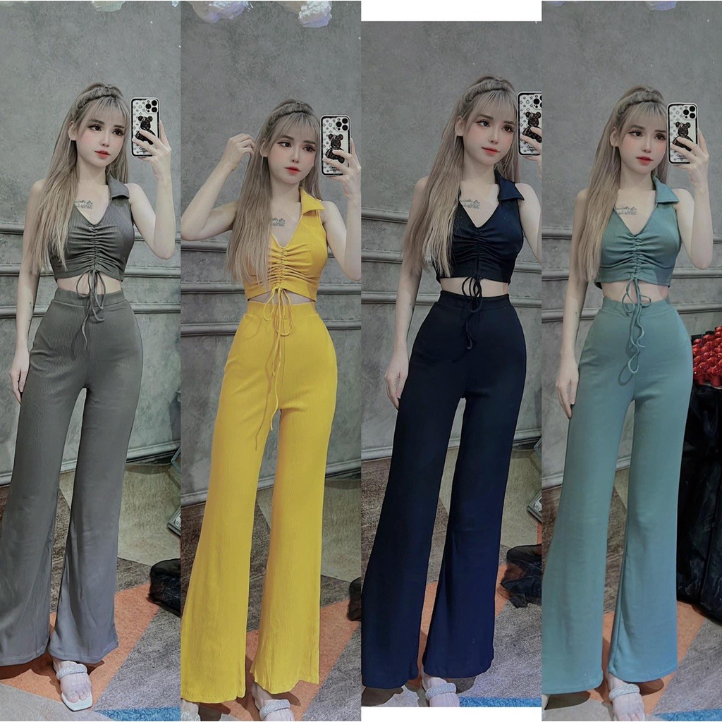 Set Áo Rút Dây Kèm Quần Dài Thun tăm