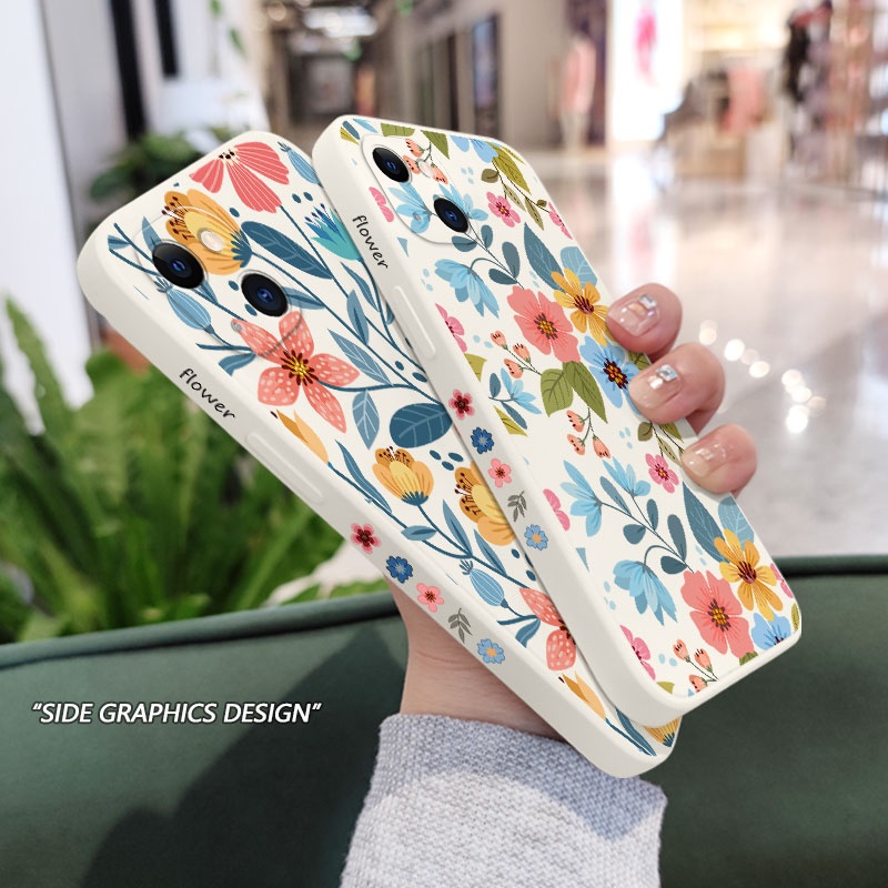 Ốp Điện Thoại Silicone Họa Tiết Vườn Hoa Mùa Xuân Cho IPhone 13 12 Mini Pro Max