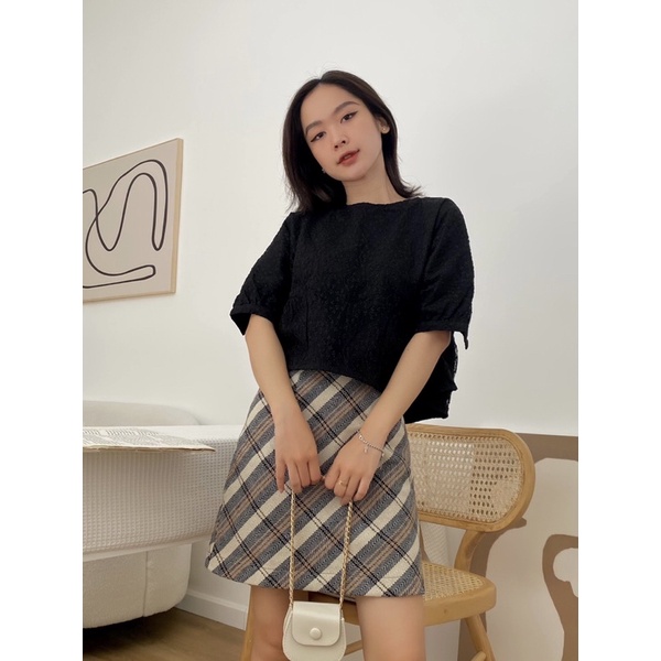 [LEN clothing] Chân váy ngắn chữ A kẻ ghinham 7953 | BigBuy360 - bigbuy360.vn