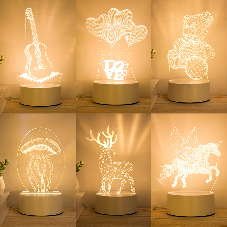 Đèn Led 3d Acrylic Có Cổng USB Sáng Tạo Để Trang Trí