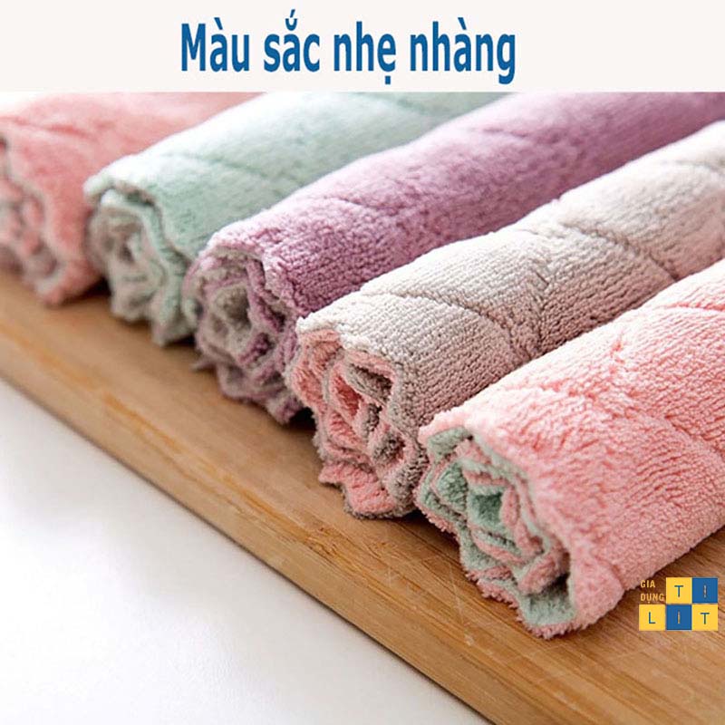 1 Khăn lau đa năng 2 mặt lau Bếp - Rửa bát - lau Bàn khăn thấm nước siêu tốt nhanh khô [KHĂN 2 MẶT]