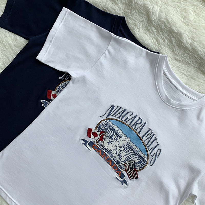 Áo Thun Tay Ngắn Cổ Tròn Dáng Rộng In Hình Cá Tính Phong Cách Retro Hàn Quốc