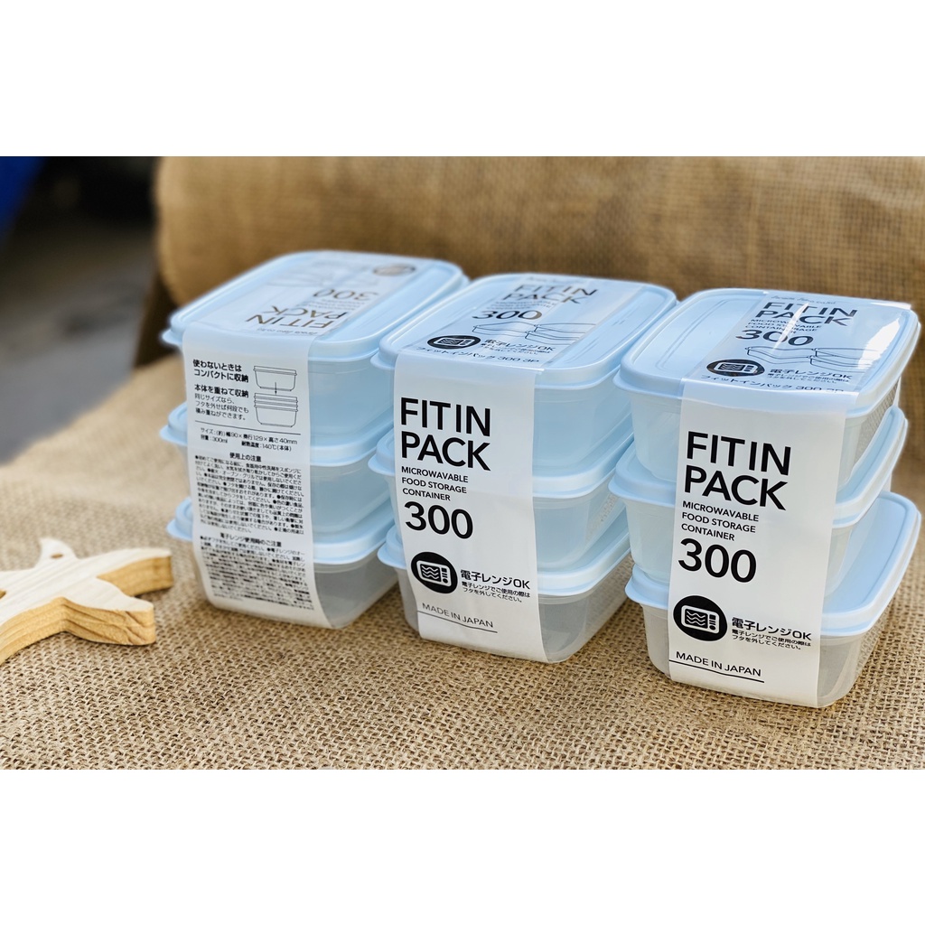 Set 3 hộp nhựa nắp dẻo Nhật 150ml, 300ml, 600ml, 900ml màu xanh mint