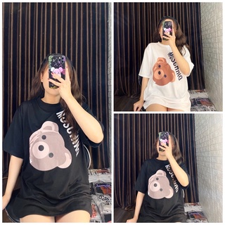 Áo thun gấu moschino tay lỡ unisex nam nữ form rộng