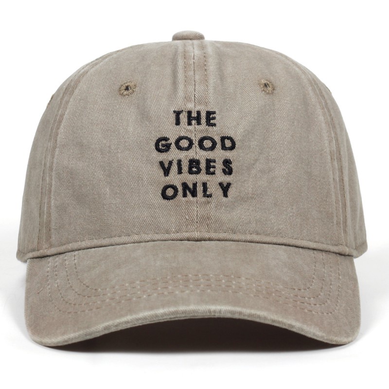 Mũ lưỡi trai phiên bản Hàn Quốc giặt mũ cao bồi thêu the good vibes only hat mũ thời trang nam mũ lưỡi trai nữ mũ lưỡi trai bình thường