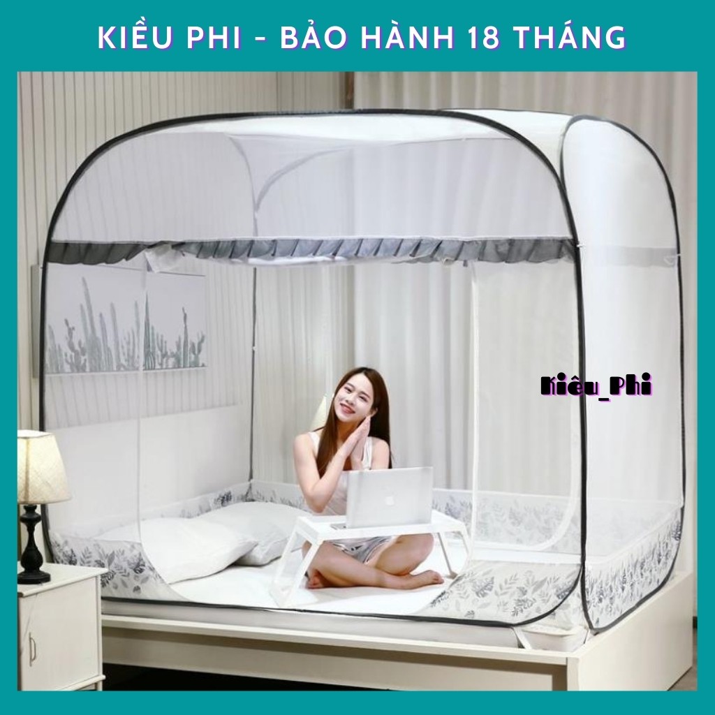 Mùng chụp tự bung đỉnh vuông Kiều phi - mùng chụp tự bung người lớn gấp gọn không đáy tiện dụng