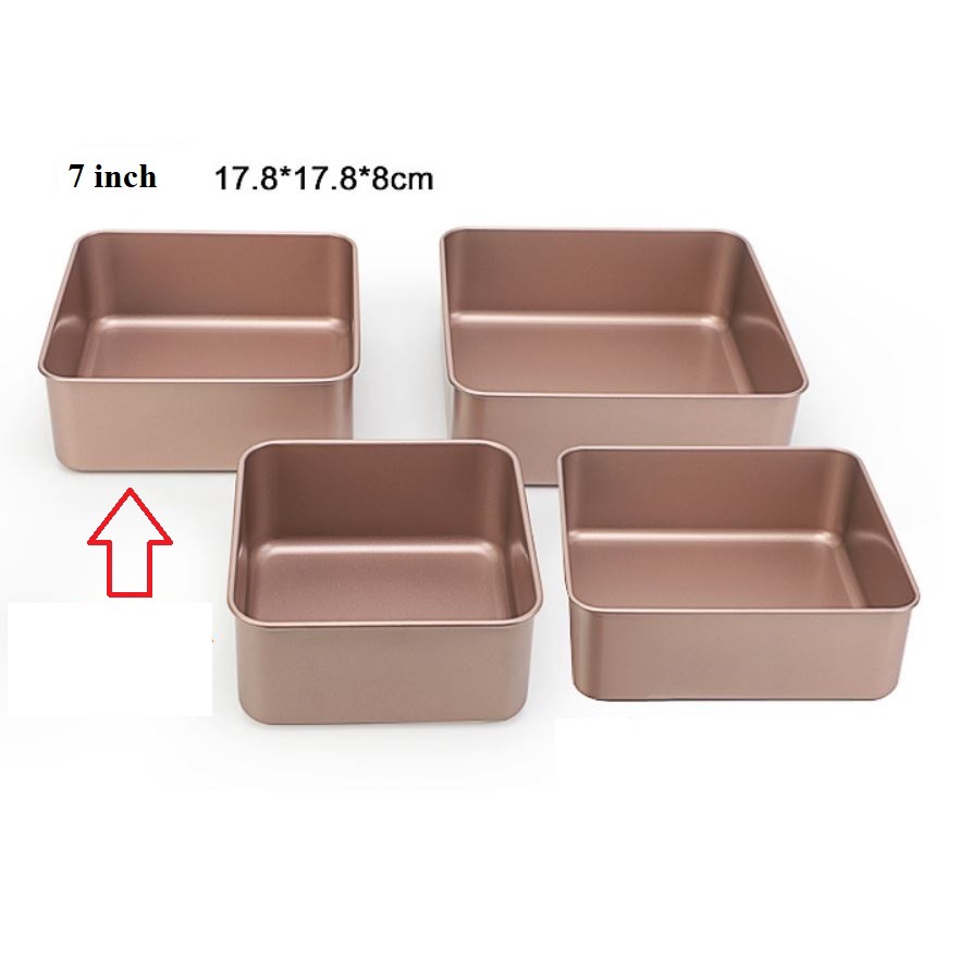 Khay/khuôn vuông nướng bánh chống dính sâu lòng size 7inch 8inch 9inch