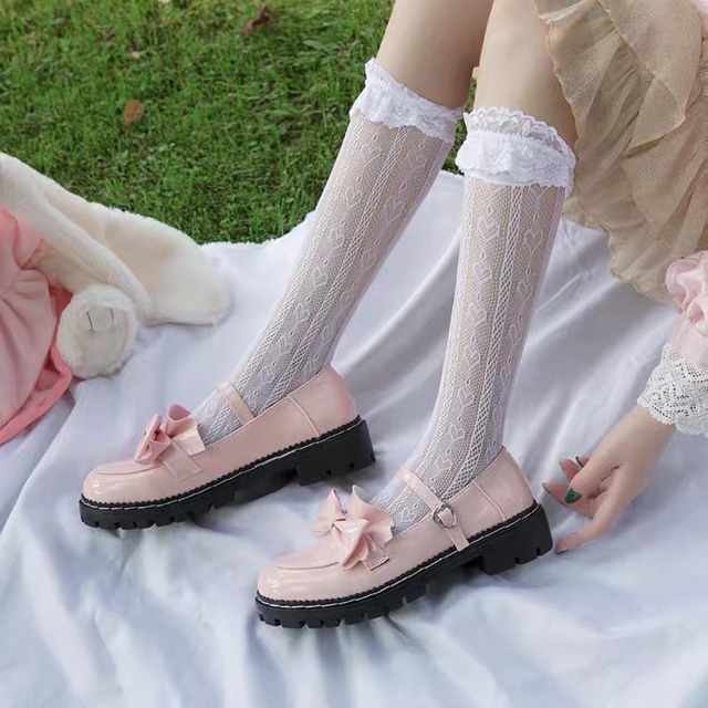 (có sẵn) Giày Lolita đính nơ, khoá trái tim phong cách nữ sinh Nhật Bản (ORDER) L8