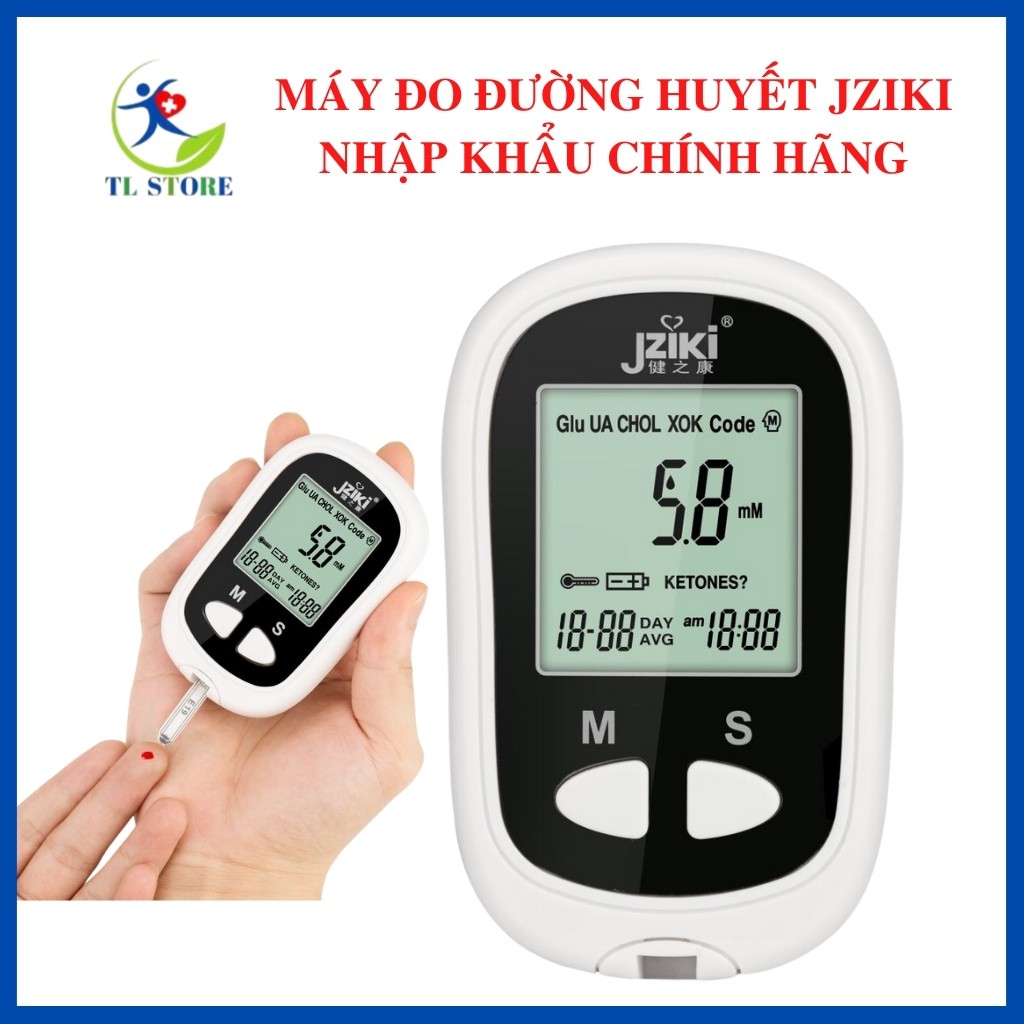 Máy đo đường huyết nhập khẩu chính hãng Jziki kèm 50 que thử và 50 kim