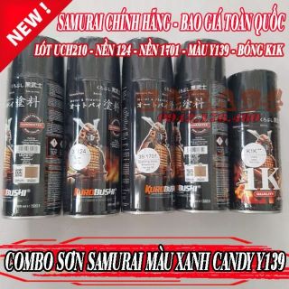 COMBO SƠN SAMURAI MÀU XANH DA TRỜI CANDY Y139 5CHAI 5 BƯỚC