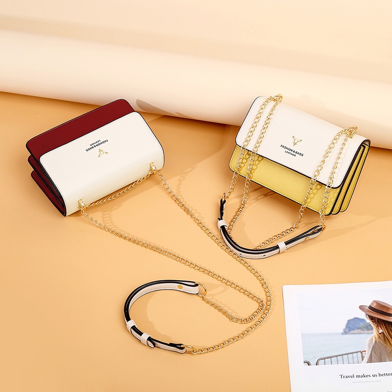 Túi Đeo Chéo Dáng Vuông Nhỏ Phối Màu Thời Trang Cho Nữ