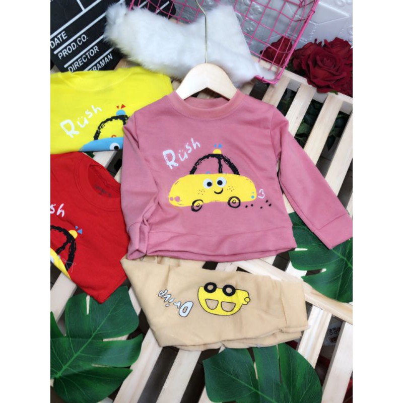 Bộ hình Ô TÔ dài tay cho bé 8-18kg