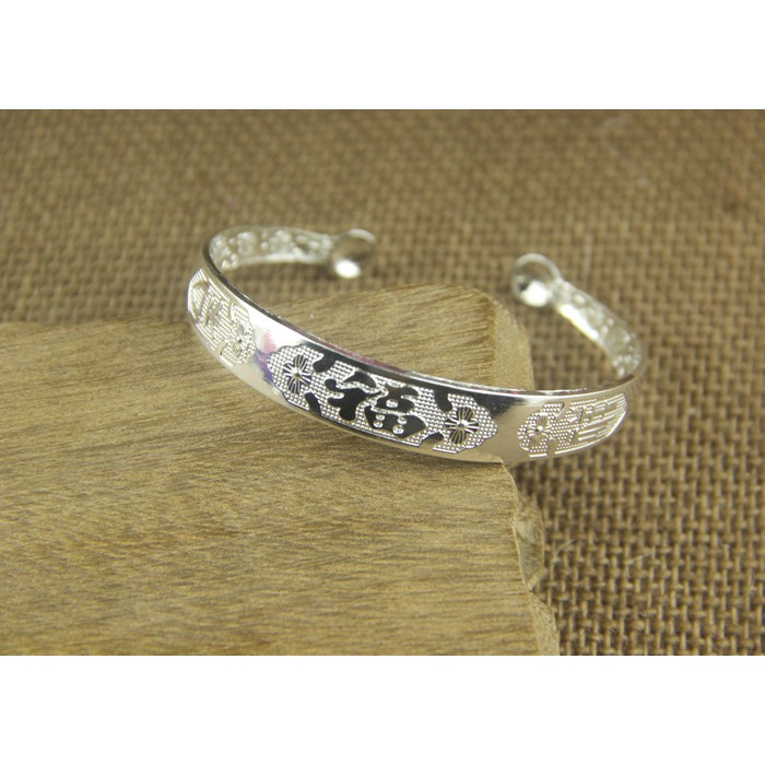 [LOẠI TỐT-BH 12 Tháng]Vòng tay, lắc tay bạc khắc hoa văn ánh kim sang trọng, Lắc Tay Nữ Mạ Bạc - chữ PHÚC - không phai m | BigBuy360 - bigbuy360.vn