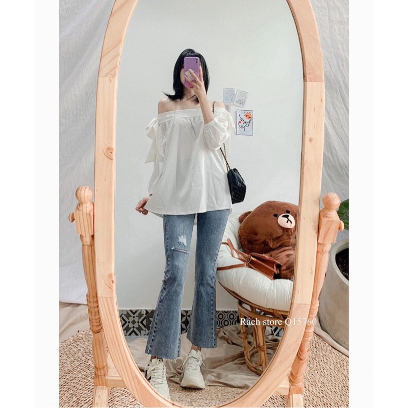Quần jean ống loe rách đùi - Rách Store