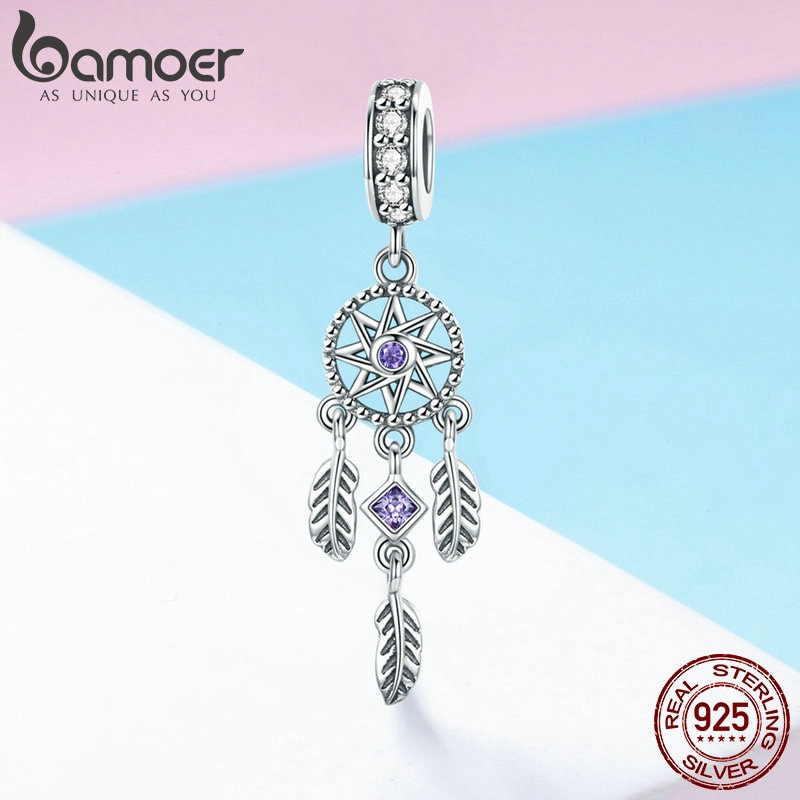 Hạt Charm Bamoer SCC841 Bằng Bạc 925 Hình Dreamcatcher Sang Trọng