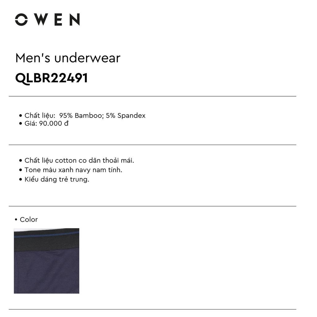 Quần Lót Nam Owen QLBR22491 Kiểu Quần Sịp Đùi Màu Xanh Tím Than Chất Liệu Bamboo
