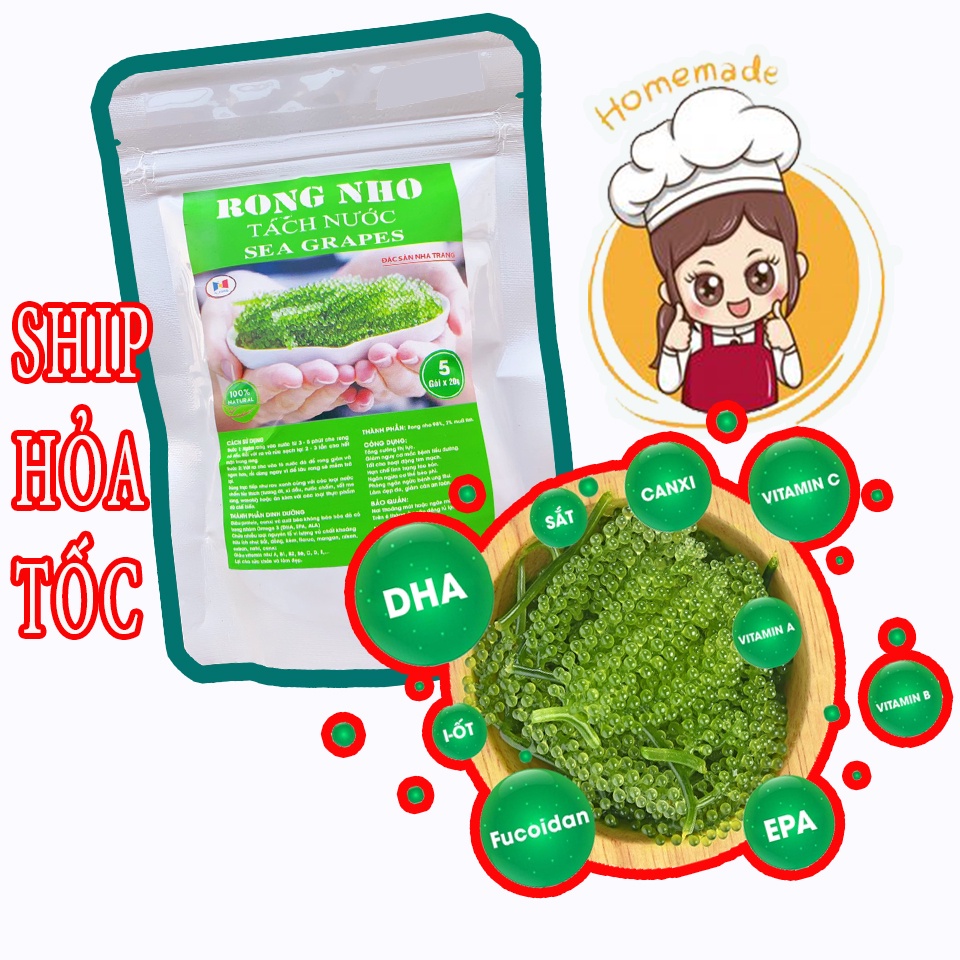 rong nho biển tách nước gói 100g + tặng 1 gói mè rang