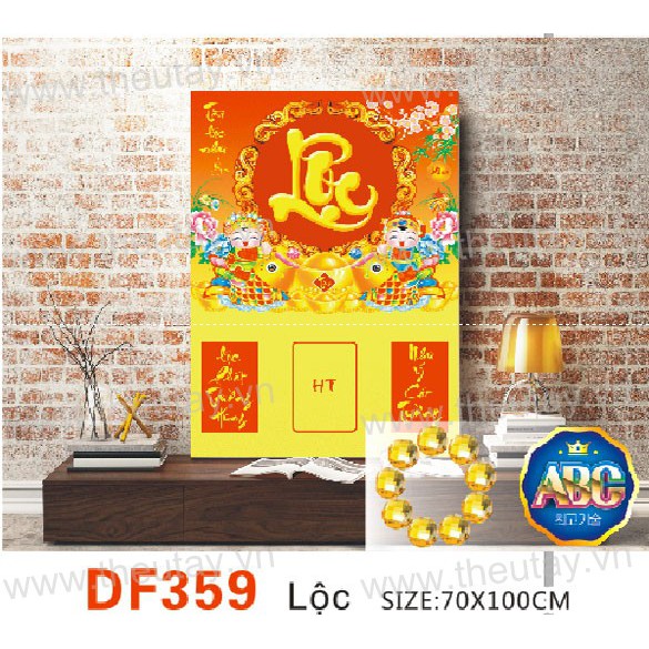 Tranh Đính Đá  ABC 3D Lịch Lộc DF359 (TRANH TỰ ĐÍNH) KT:70X100CM