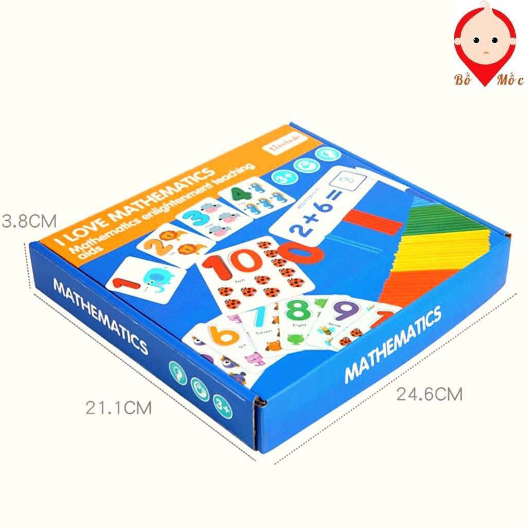 Thẻ Flash Card Toán Học Có Kèm Chữ Gỗ - Đồ Chơi Học Toán Cho Bé Phát Triển Trí Tuệ - Shop Bố Mốc