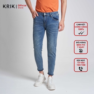 Quần Jean Nam Chất Bò Đẹp Local Brand KRIK Màu Xanh Slimfit Basic QJRC1014