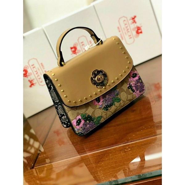 Túi Xách Coach Hoa Da Bò Siêu Hot, Freeship