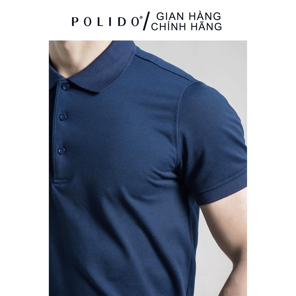 Áo Polo Nam CEFFYLO Màu Xanh Navy Vải Cotton Co Giãn Form Slimfit