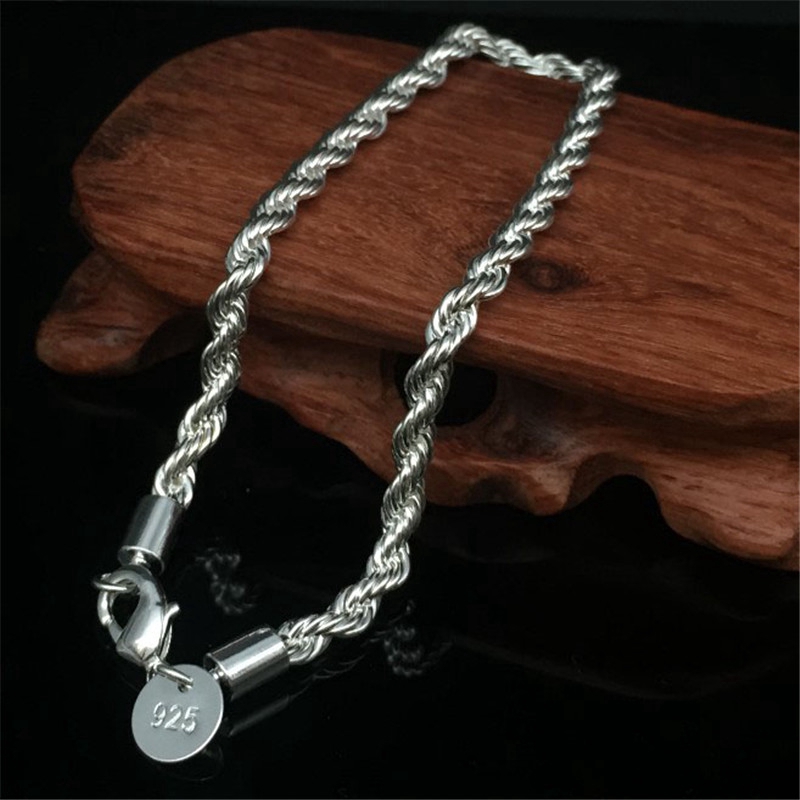 Bạc Trang Sức Thời Trang 4Mm Vòng Tay Đơn Giản