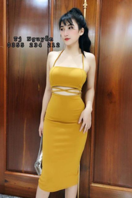 Đầm body hở eo