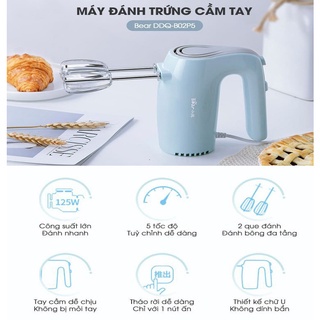 Máy Đánh Trứng Cầm Tay Mini Bear DDQ-B02P5, Công Suất Mạnh Mẽ, Làm Bánh, Làm Kem, Bảo Hành 12 Tháng