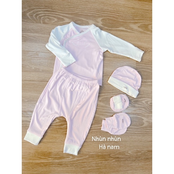 {Nhùn nhùn}Bộ Avaler/Nous sơ sinh cài lệch/cài chéo cotton petit size NB và 3-6m