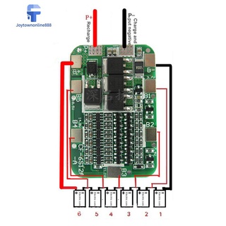 Bảng mạch bảo vệ pin lithium joytownonline888 6s 15a 24v pcb bms 6 pin 18650 li-ion