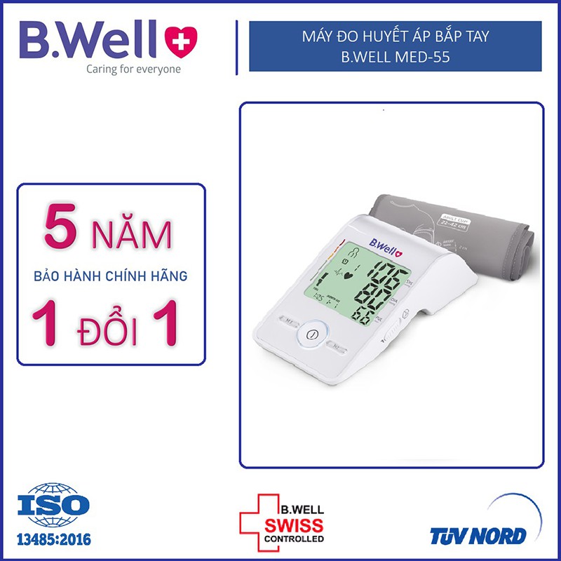 Máy Đo Huyết Áp Bắp Tay - B.Well Swiss Med 55 - Bảo Hành 5 Năm (1 đổi 1)