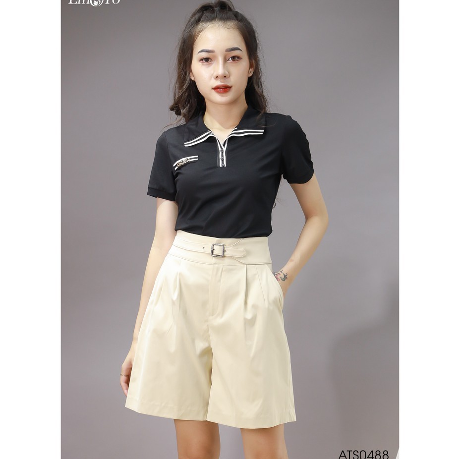 Quần sooc cạp cao, đai liền, túi chéo Emspo QS1259