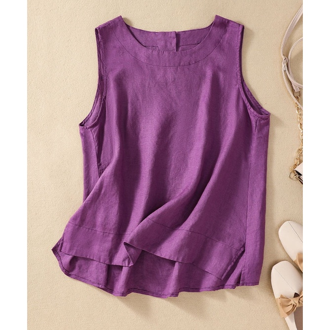 Áo đũi nữ sát nách thời trang nữ Moonlight phong cách sang trọng đơn giản chất liệu đũi xước A18