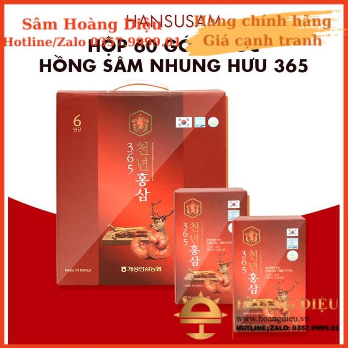 Sâm Hoàng Diệu - Nước chiết xuất hồng sâm nhung hươu  linh chi 365 Hansusam (70ml x 60 gói)