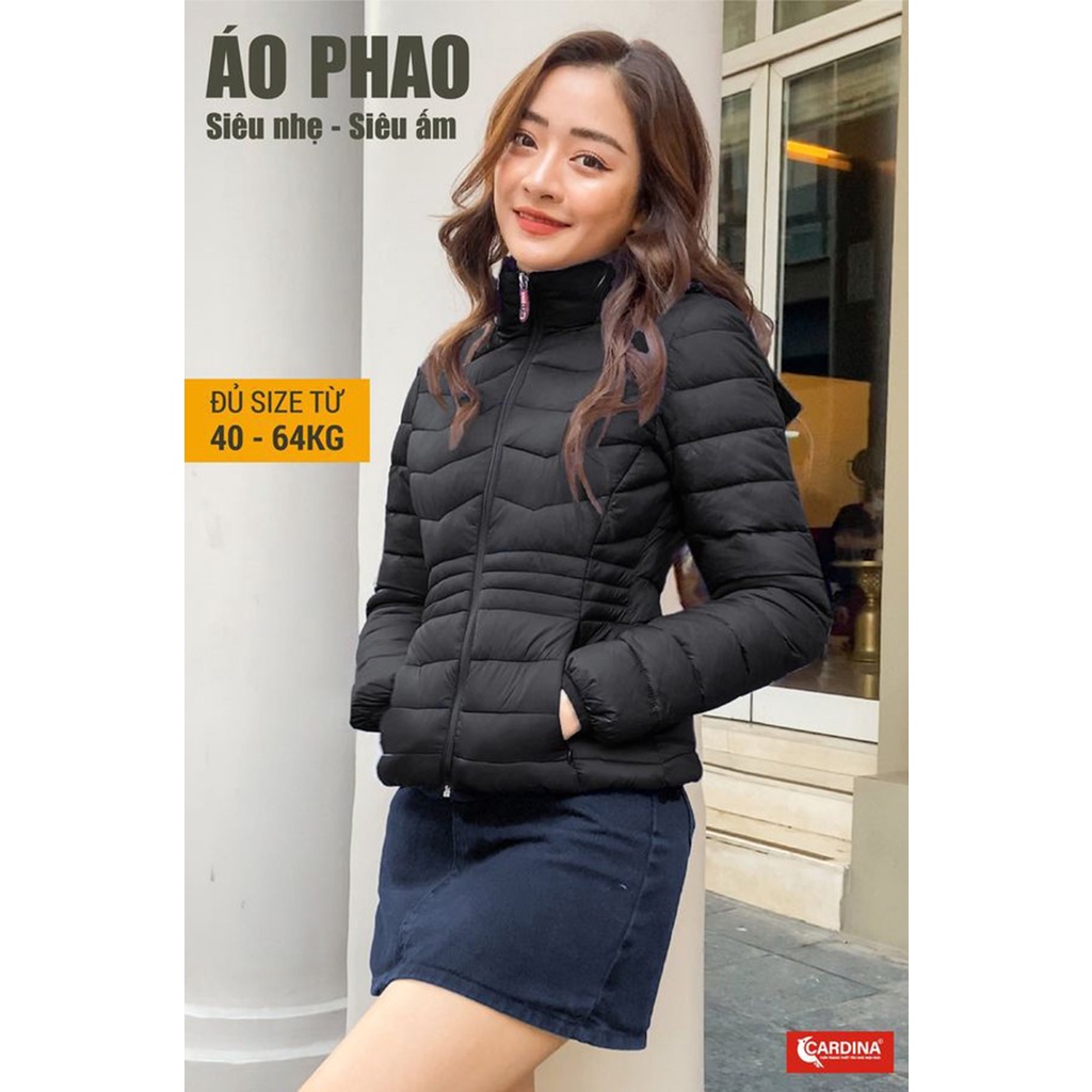 Áo phao nữ CARDINA chất gió trơn trần bông siêu nhẹ cao cấp xua tan mùa đông giá lạnh 1PF01.