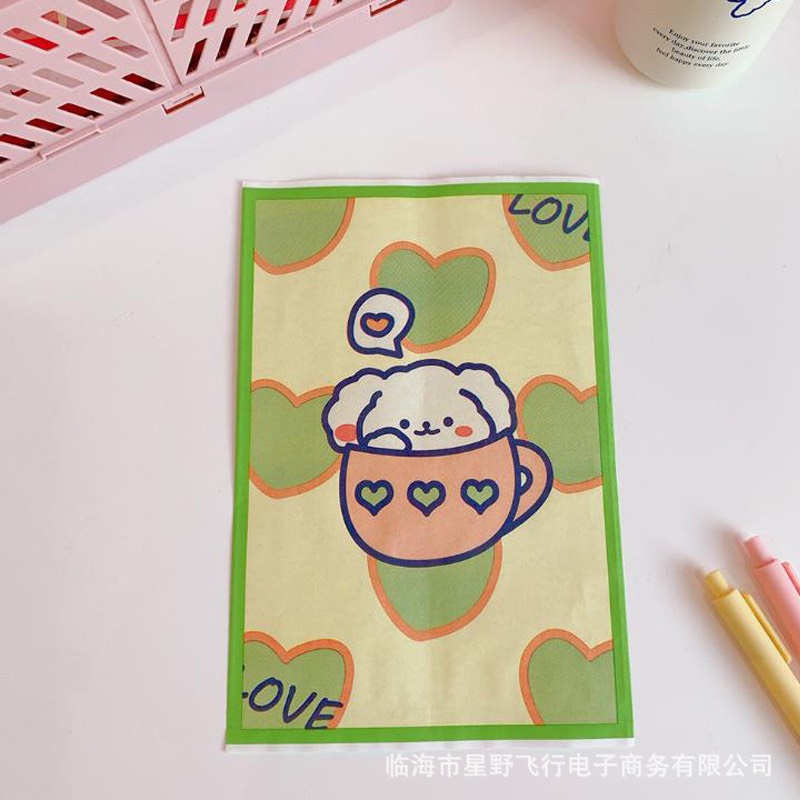 Set 5 túi giấy gió nhiều màu đựng đồ, quà tặng hình hoạt hình dễ thương, xinh xắn 21x14,5cm