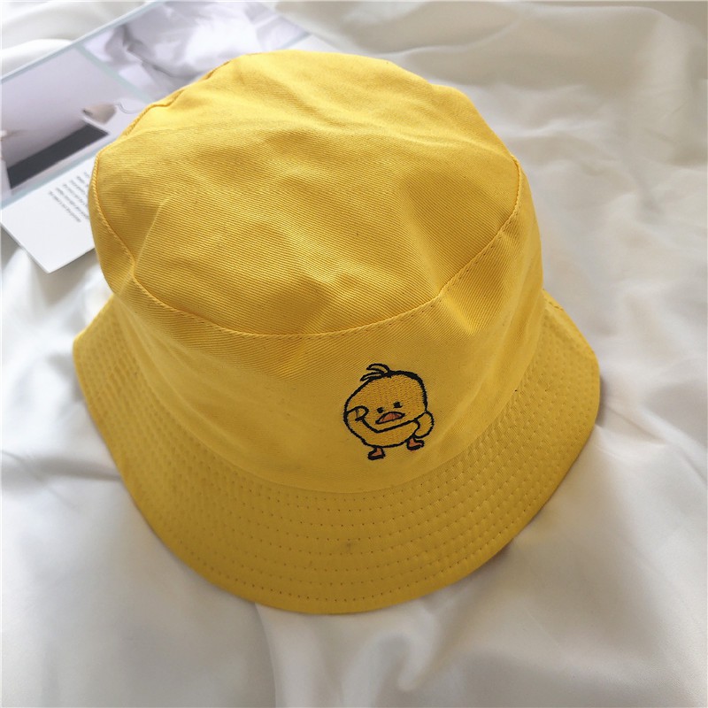 Nón tai bèo hai mặt họa tiết vịt vàng nhỏ phong cách Nhật Bản thời trang thu xuân dễ phối đồ dành cho nam và nữ