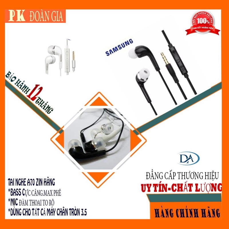 Tai nghe samsung A70-A50-S3...chân tròn 3.5 dùng cho các dòng máy androi thấp đời có Jack cắm 3.5
