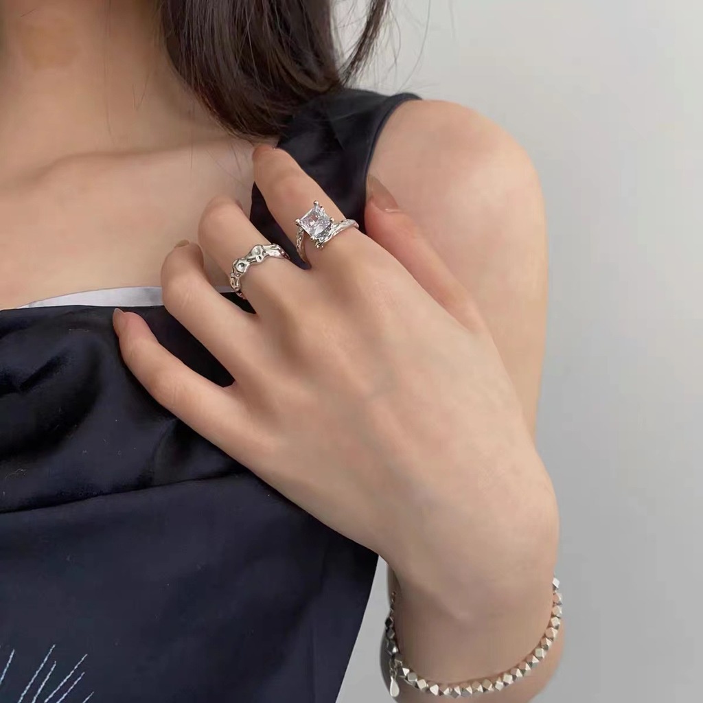 Nhẫn Thiết Kế Không Đều Đơn Giản Sang Trọng Phong Cách Hàn Quốc Có Thể Điều Chỉnh