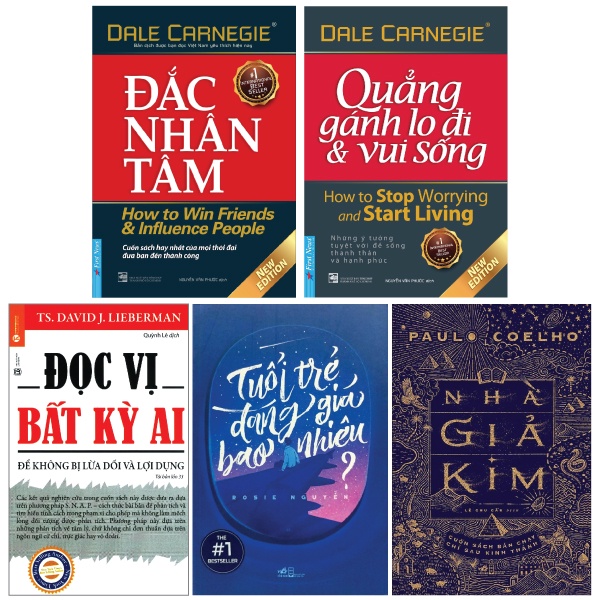 Sách - Combo Đắc Nhân Tâm + Đọc Vị Bất Kỳ Ai + Quẳng Gánh Lo Đi Và Vui Sống + Tuổi Trẻ Đáng Giá Bao Nhiêu? + Nhà Giả Kim
