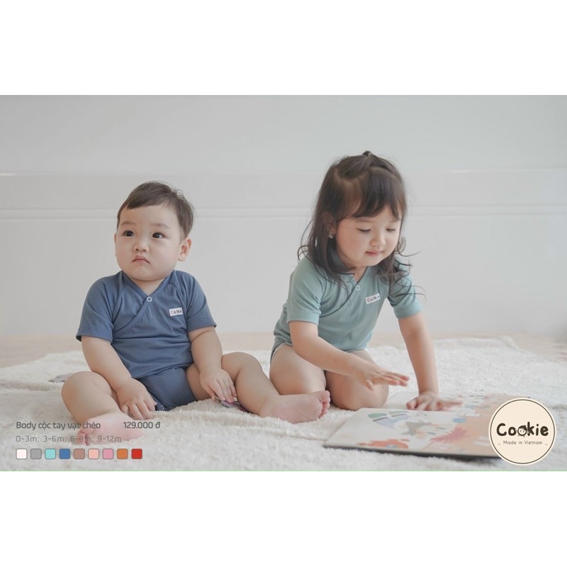 [ COOKIE ] Bodysuit cộc tay vạt chéo sơ sinh 0-3M