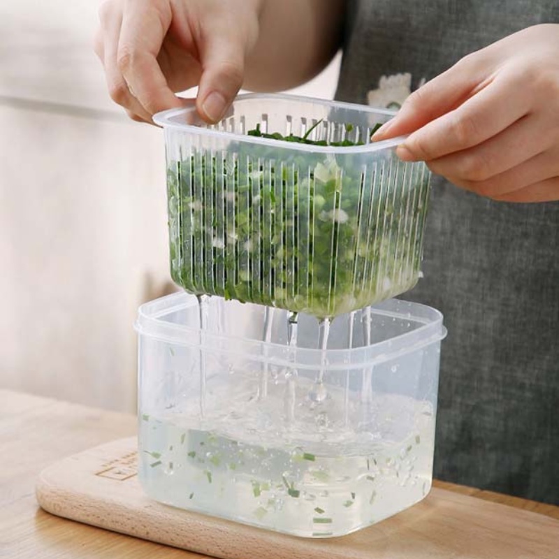 Hộp Bảo Quản Hành Tỏi Có Nắp Đậy Tiện Dụng Cho Tủ Lạnh