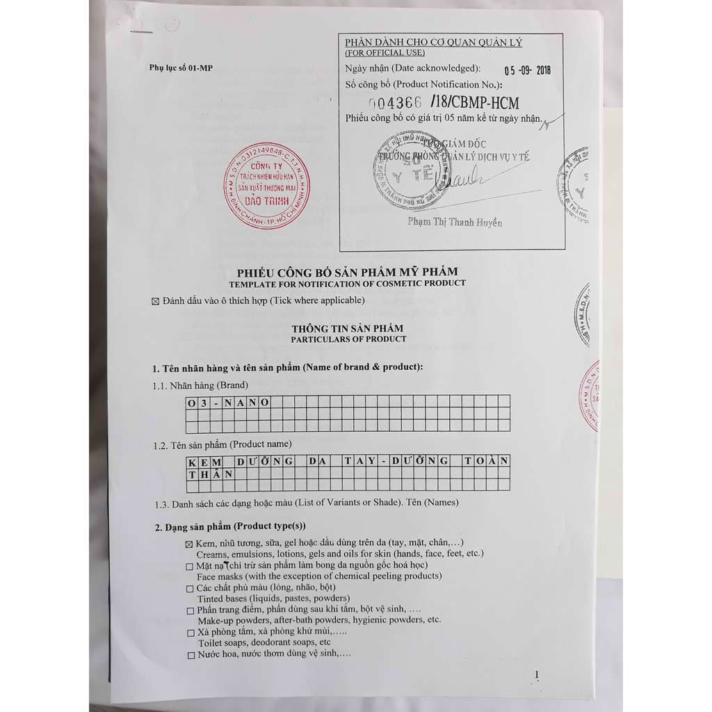 Kem O3 NANO Dưỡng Trắng Da Tay, Dưỡng Toàn Thân 200gr