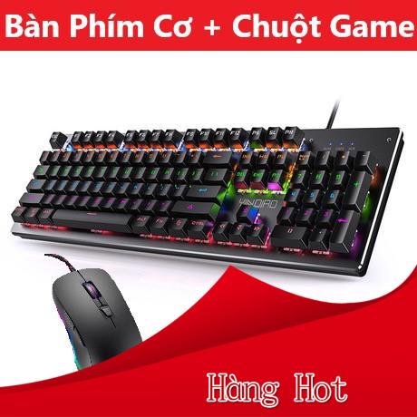 COMBO Bàn Phím Cơ H650 Và Chuột Gaming V6 Led Đổi Màu Siêu Đẹp, Keyboard Led 10 Chế Độ Blue Switch Game