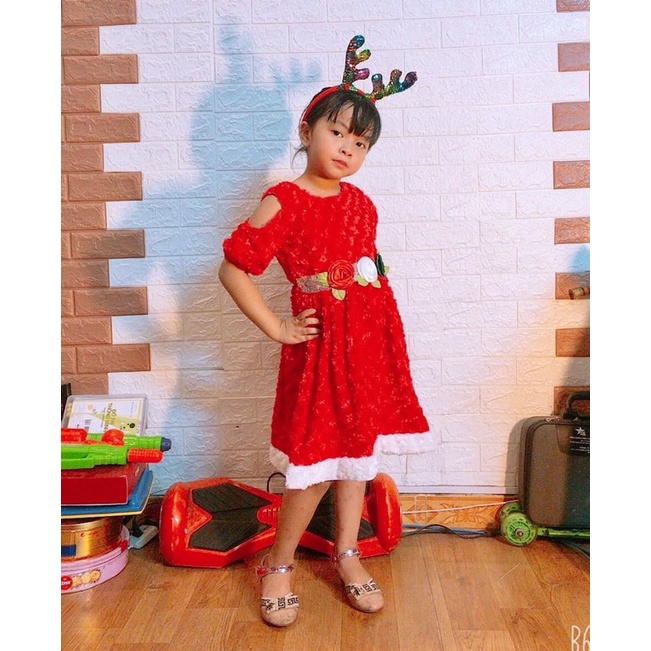 Váy Noel kèm bờm hoặc mũ / trang phụ Noel cho bé gái