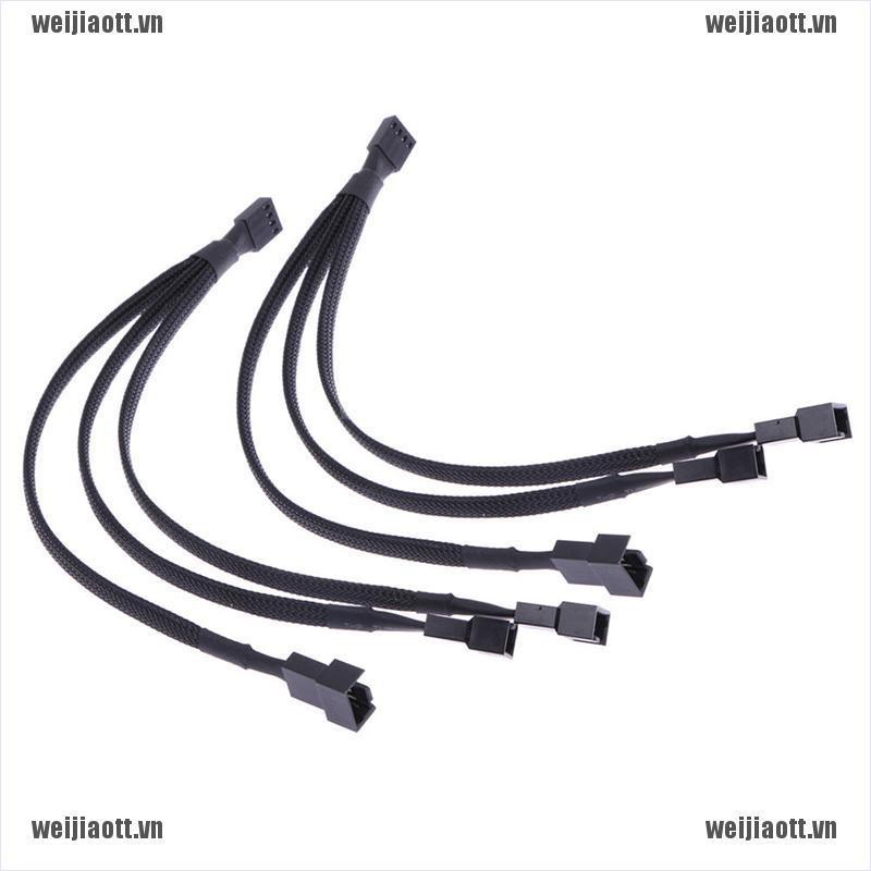 WJIAO 1 To 3 Way Splitter Sleeved 4-Pin PWM Connector Fan Extension Cable 1pc VN