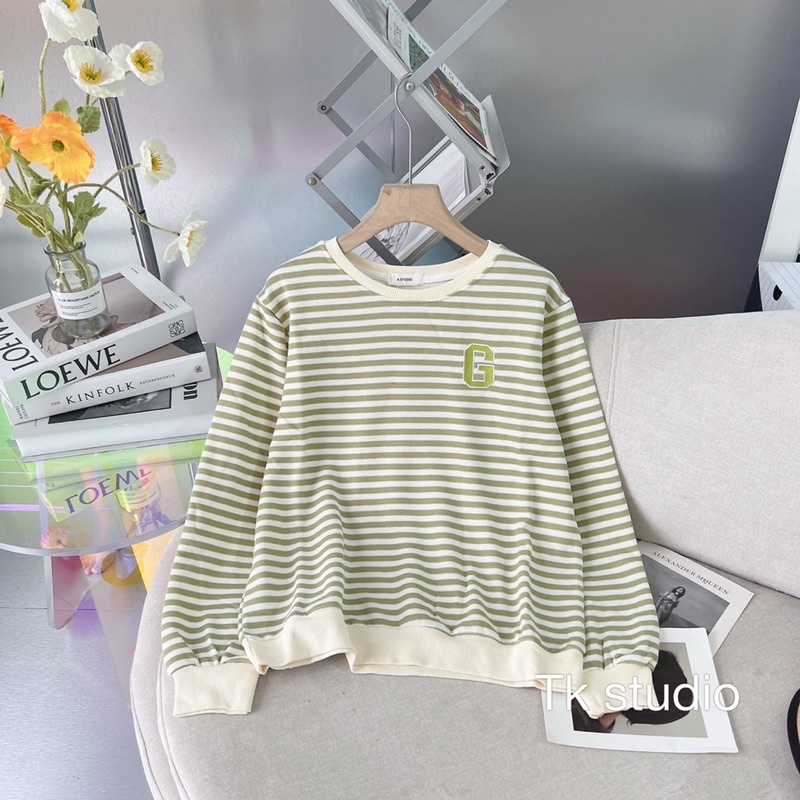 Áo pull kẻ ngang áo thun dài tay kẻ ngang form rộng