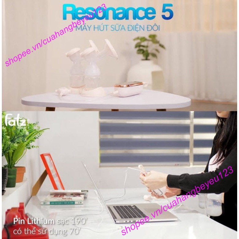 (BH 12TH) Máy hút sữa điện đôi Fatzbaby - Resonance 5 có pin sạc Fatz FB1180VN, FB1180VNH